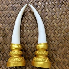 14cm Ivory Fake Pair Elephant Mock Spirit Holy Thai Belief god Good Luck Decor    302690157842